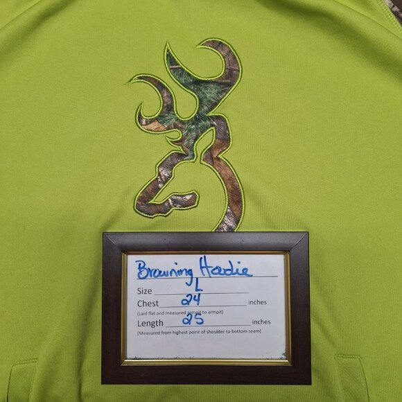 Browning Green Camouflage Hoodie Sweatshirt Bright Mens Large Hunting Yooper - Picture 6 of 8